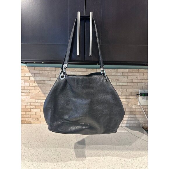 Michael Kors "Elana" Black Pebbled Leather Bucket-Style Shoulder Bag - Picture 1 of 4